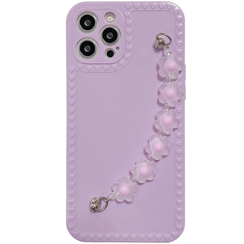 Fashion Lavender Purple 3d Flower Chain Female Soft Case For Iphone 11 12 Pro Max 7 8 Plus Xr X Xs Se 2020 Phone Cover Fundas