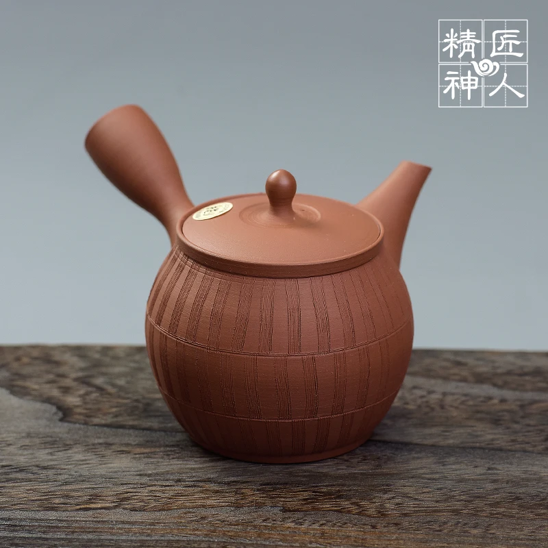 often slippery stone bank kiln burning zhu mud lasts a lateral horizontal hand teapot directly imported from the tea