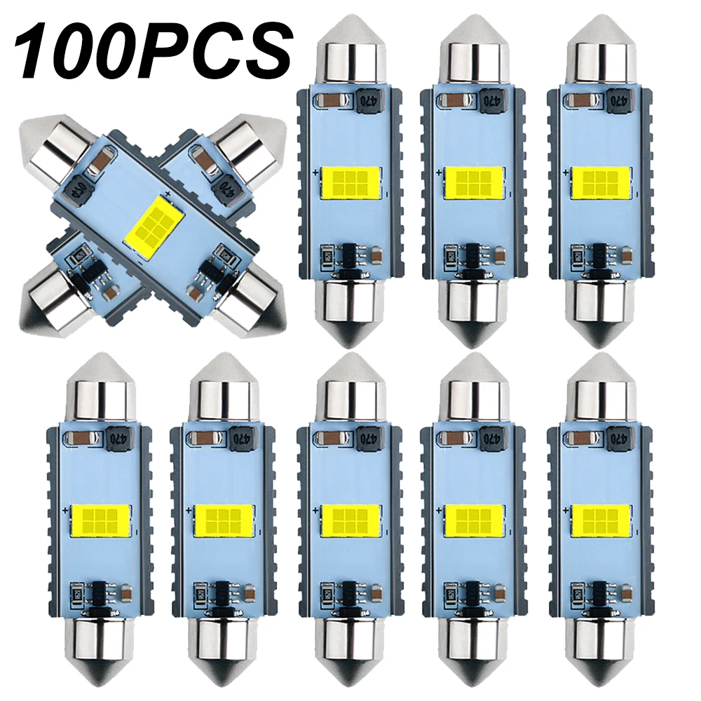 

100PCS CANBUS C5W Festoon 12V-24V Car LED New CSP Bulb 31mm 36mm 39mm 41mm Car Interior Dome Lamp License Plate Reading Light