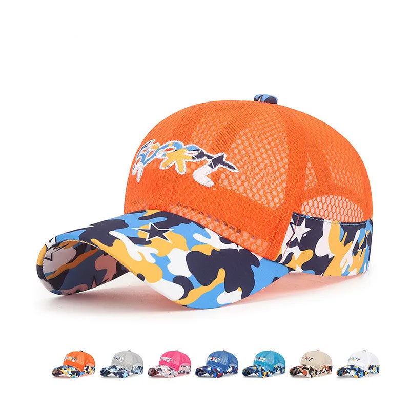 New Cool Mesh Children Kids Camouflage Baseball Cap Summer Breathable Snapback Hat Outdoor Sport Sun Cap Hat For Boy Girl