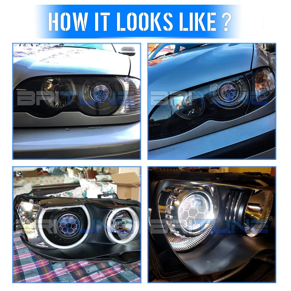 HID Bi-xenon Projector Honeycomb Lens For BMW E46 M3 Coupe/Sedan/Wagon/Convertible 328i 325i 330i 320i Car Headlight Accessory