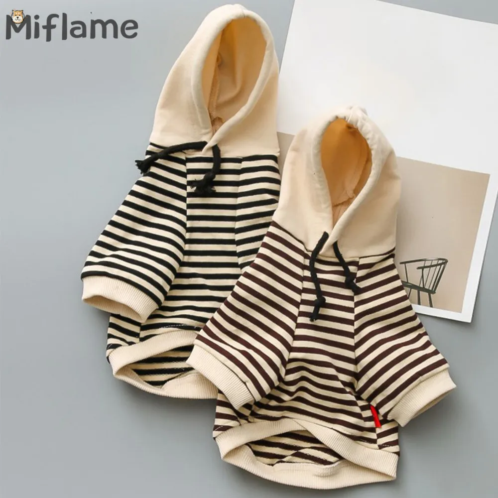 Miflame – sweat-shirt à capuche pour chien et propriétaire, tenues assorties, à rayures, bouledogue français, Chihuahua, Patchwork, vêtements pour la famille