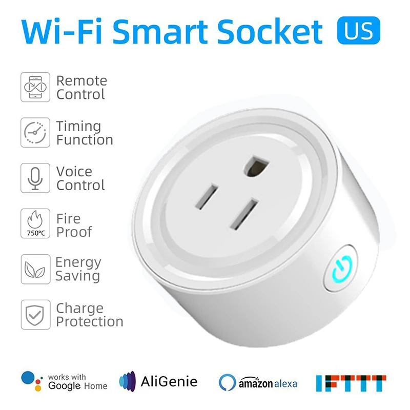 

Smart Plug US Enchufe Inteligentes Wifi Plug with Surge Protector Voice Control Smart Socket Work with Alexa Home Tuya / APP