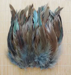 Beautiful 100Pcs 12.5-20cm Gray Pheasant Chicken Tail Rooster Feather For Mask Jewelry DIY Crafts Dresses Hat Decoration Plume