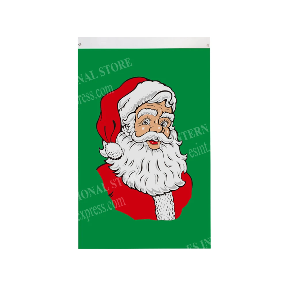 Merry Christmas Santa Claus Face Vertical Flag 90 x 150cm 3 x 5ft Custom Banner Metal Holes Grommets Indoor And Outdoor