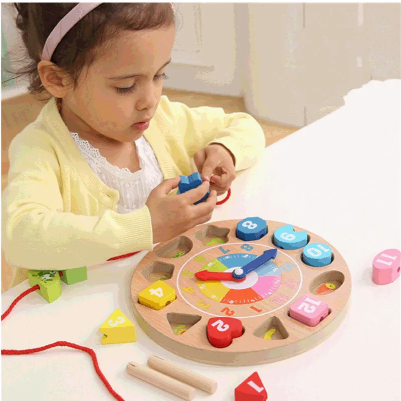 

String Clock Toy Geometric Shape Matching Cognitive Alarm Clock Early Education and Wisdom Teaching Aid Toys for Children