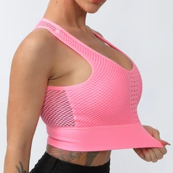 Sutiã esportivo feminino, top curto para ioga, à prova de choque, push up, roupa íntima, fitness, colete atlético, camisa de academia, roupa esportiva sling