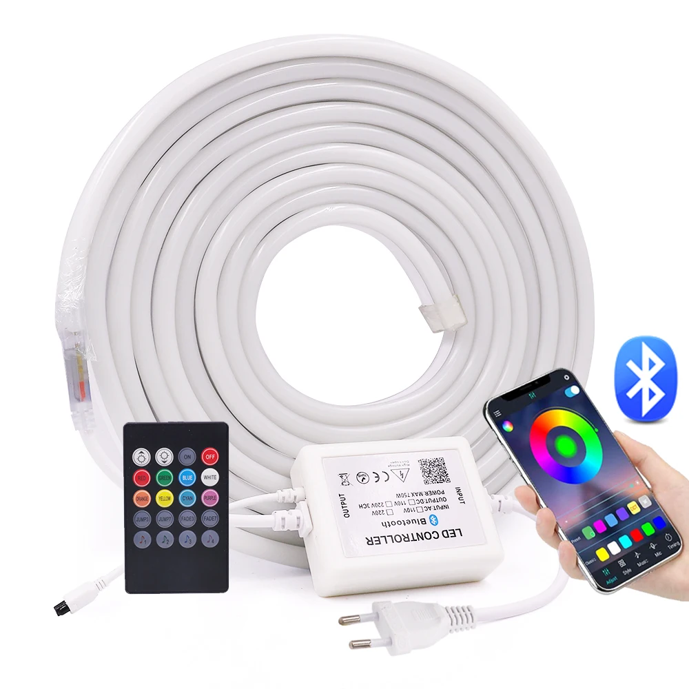 WiFi RGB Neon LED listwa oświetleniowa 5050 Bluetooth elastyczna taśma LED wstążka przycisk dotykowy na ścianie wodoodporna Neon Rope Home Decor