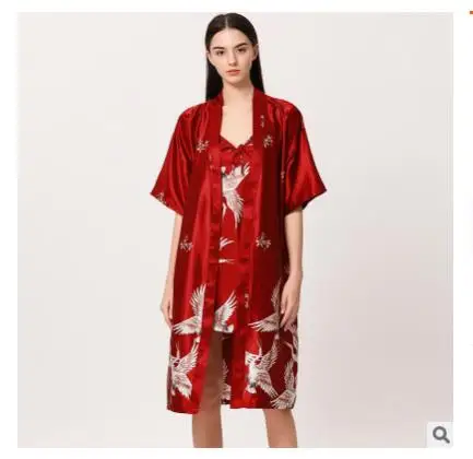 Lounge Set Women Silk Satin Robes Night Dress Pajamas 2 Piece Sets Summer Spring Night Gown Sleepwear Nightwear Homewear - Image 2