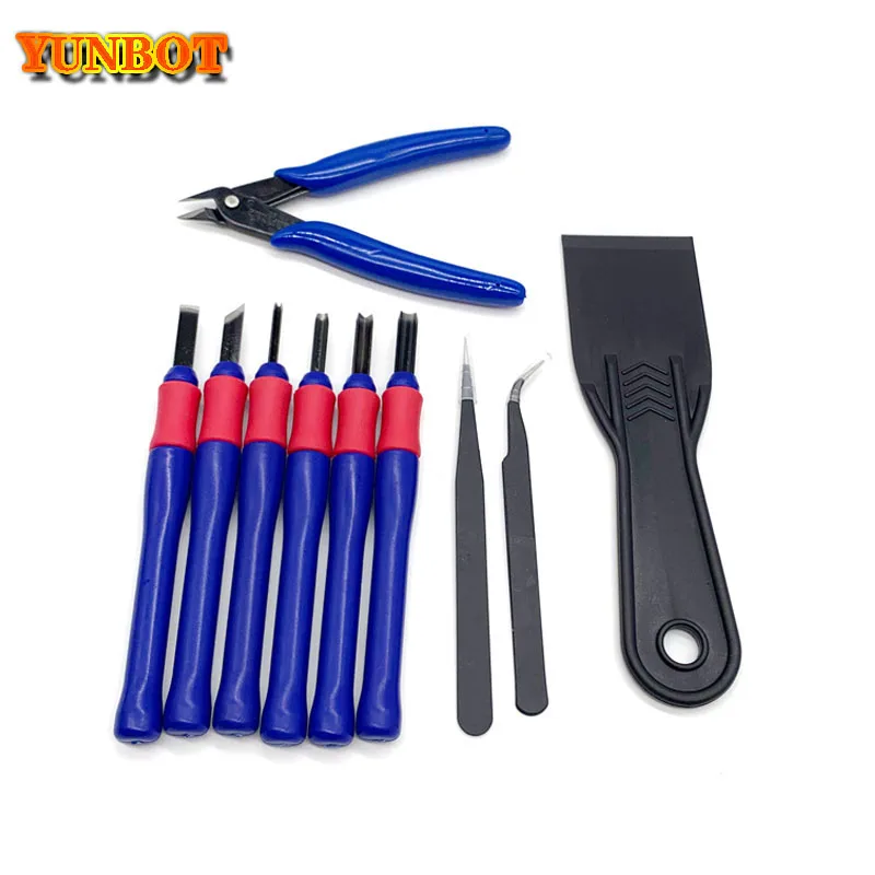 

10pcs/set 3D Printer Parts Repair Knife Tweezers Spade Clipper Tool Kit Set for 3D Printed Model Deburring Clean-up