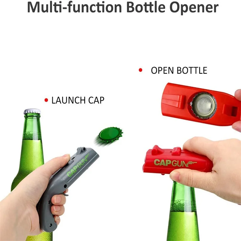 Cap Gun Beer Bottle Opener Flying Cap Launcher Shooter Party Bar Tool Gift Abridor De Garrafa Drinking Game Kitchen Tool Gadgets