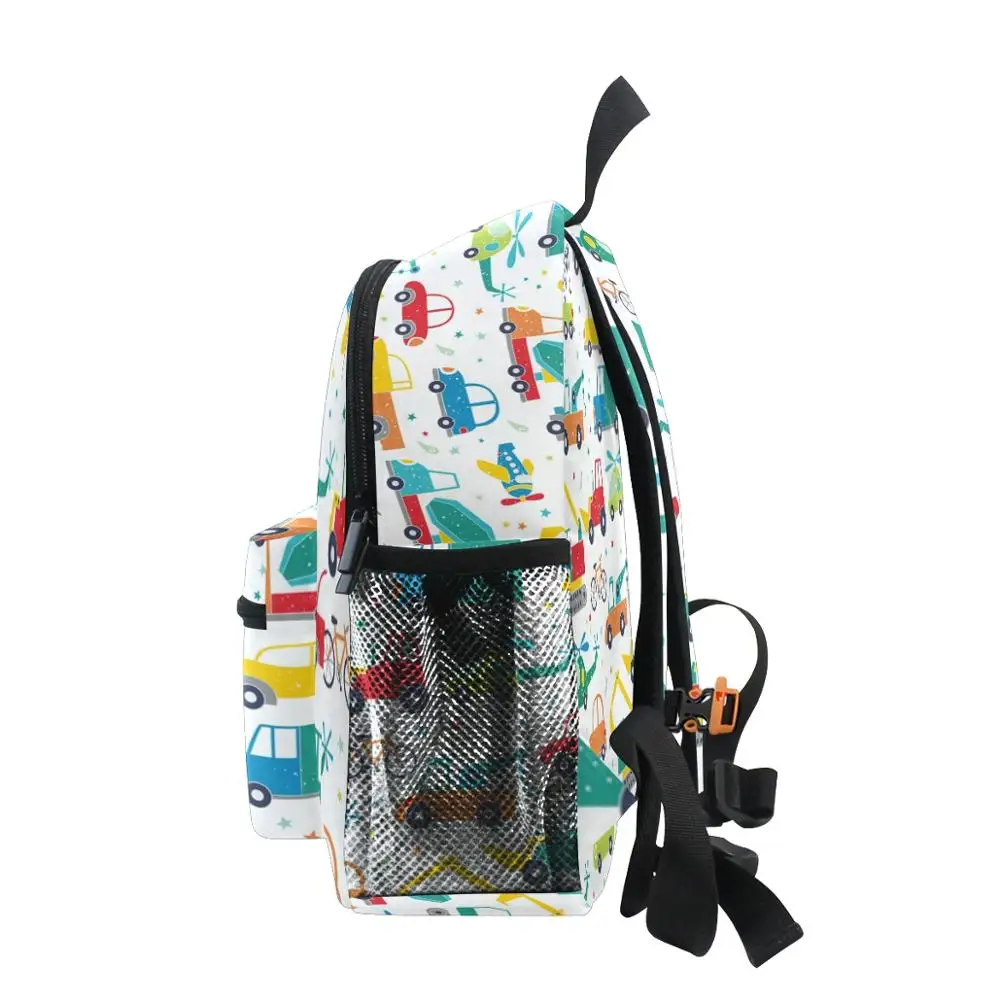 ALAZA-mochilas escolares con estampado de coche para niños y niñas, mochilas de poliéster para niños de 3 a 8 años, 2020