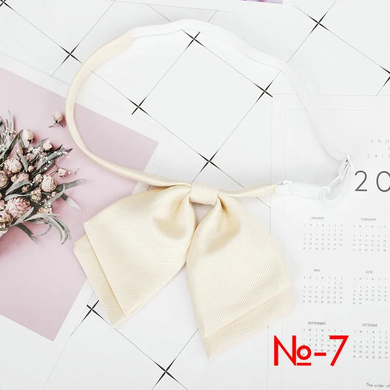 Ladies Bank New Solid Collar Bow Tie Women's Cute Bow-knot Japanese Girl Bowtie Butterfly Cravats Suits Jk Uniform Accessories