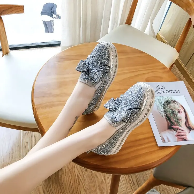 Women's Flat Shoes Crystal Flash Pearl Leisure Shoes Flat Shoes Fashion Women's Spring Leisure Soft Shoes Women's Shoes 2022