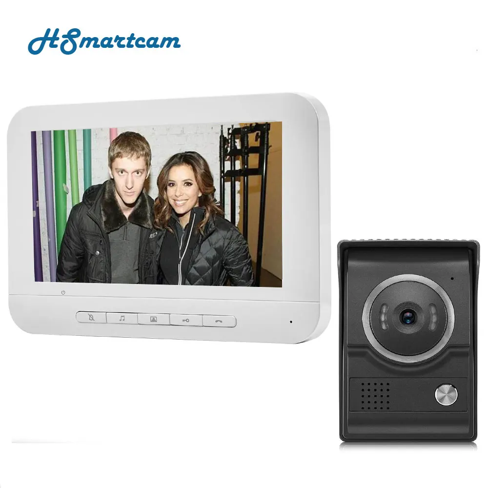 7 Inch Bedraad Video Deurtelefoon Visual Video Intercom Speakerphone Intercom Systeem Met Waterdichte Outdoor Ir Camera