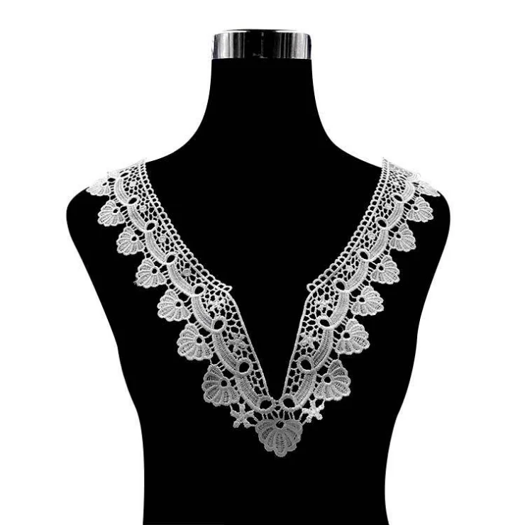 20Pieces Bridal Gown Lace Applique Embroidery Patches Trim Collar Wedding Black White New Crafts