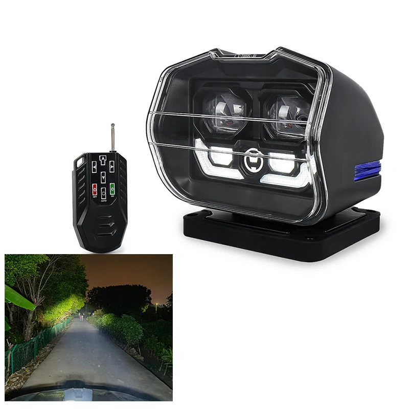 2021  New60W Searchlight New 360 Degree Rotating Wireless Remote Control 7 Inch Led Search Light Work Spotlight For Offroad Tru