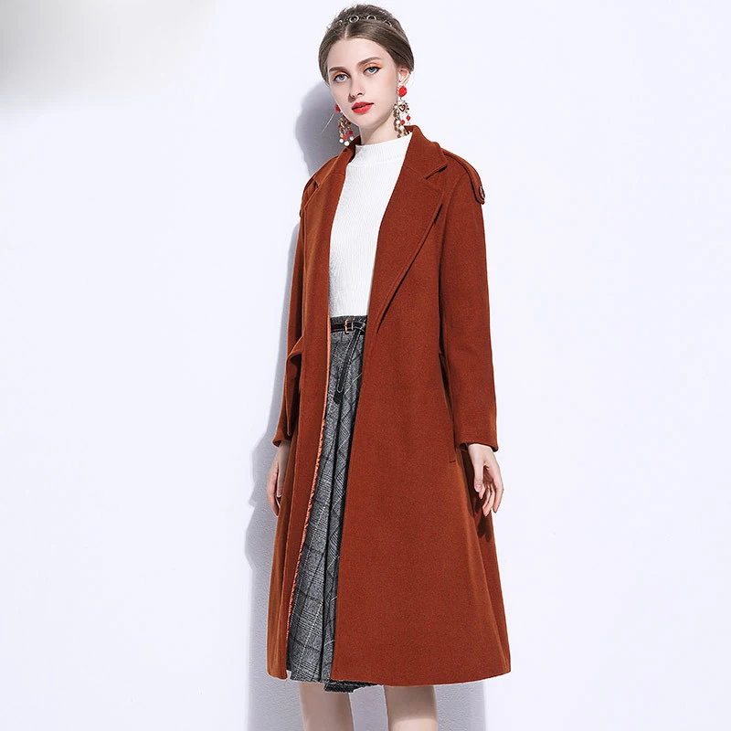 

Casaco Feminino Plus Size Wool Blend Women Coat Woolen Coat Winter Long Coats Femme Jacket Abrigos Mujer KJ186