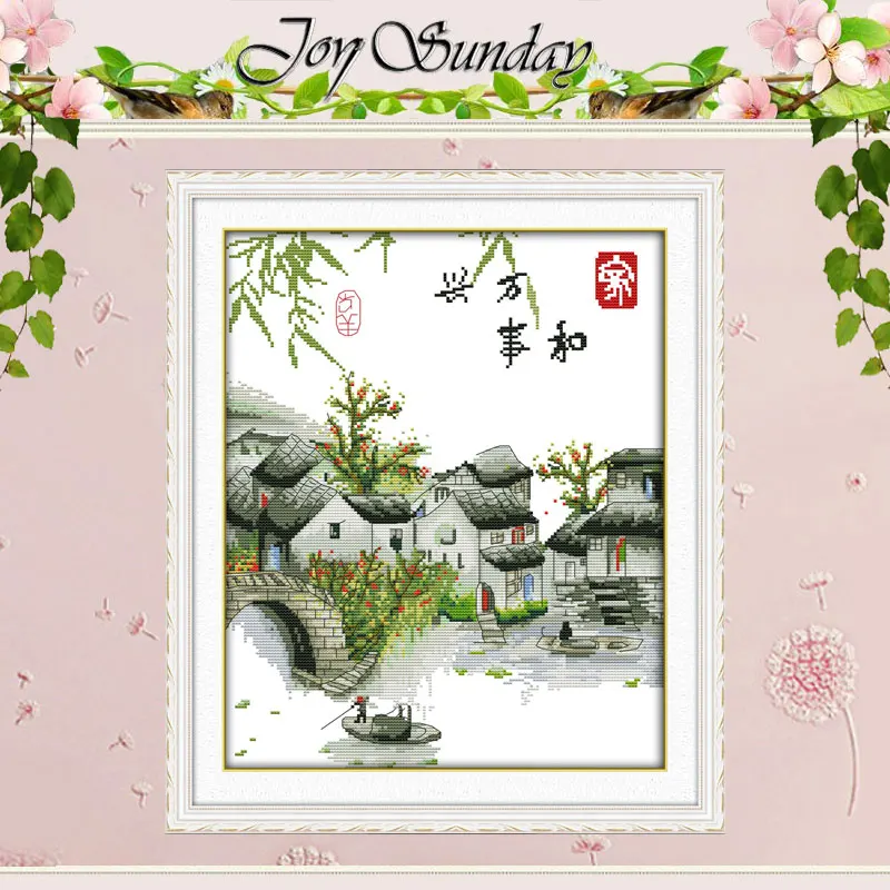 Yangtze River Patterns Counted Cross Stitch Set DIY 11CT 14CT 16CT Stamped DMC Cross-stitch Kit Embroidery Needlework Home Decor