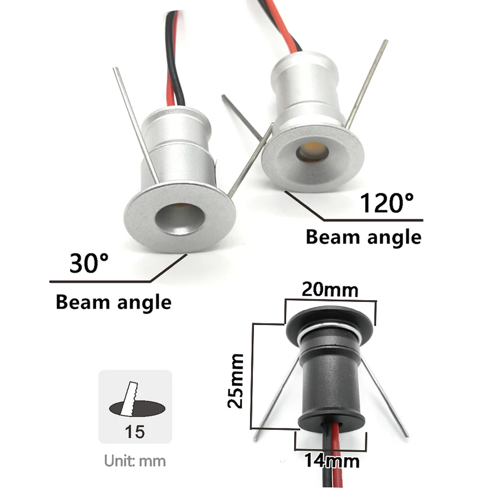 1W IP65 12V Mini LED Downlight Recessed Ceiling Lighting Spot Light Corridor Lamps Spotlight for Showcase Cabinet Stair Bedroom