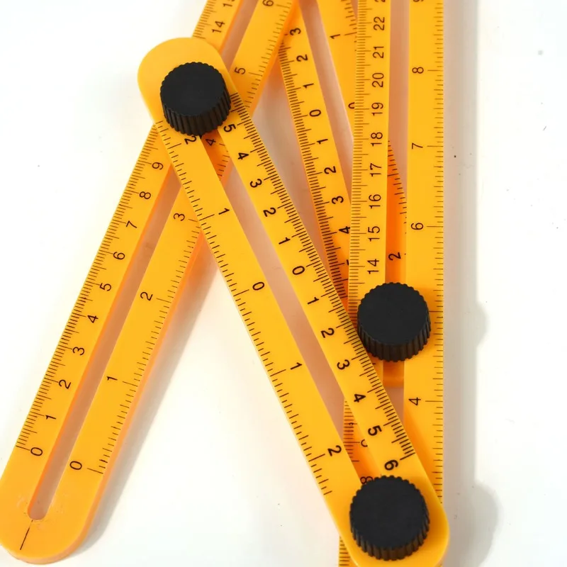 Multifunctional Folding Ruler Plastic / Stainless Steel Movable Four Folding Ruler Multi Angle Ruler for Profiled measurement