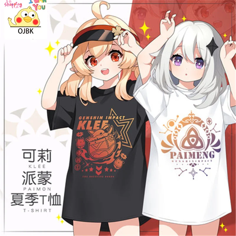 

Anime game Genshin Impact COSPLAY T-Shirt KLEE / PAIMON Theme Summer Round Neck Short Sleeves, Cotton Material,IN Stock