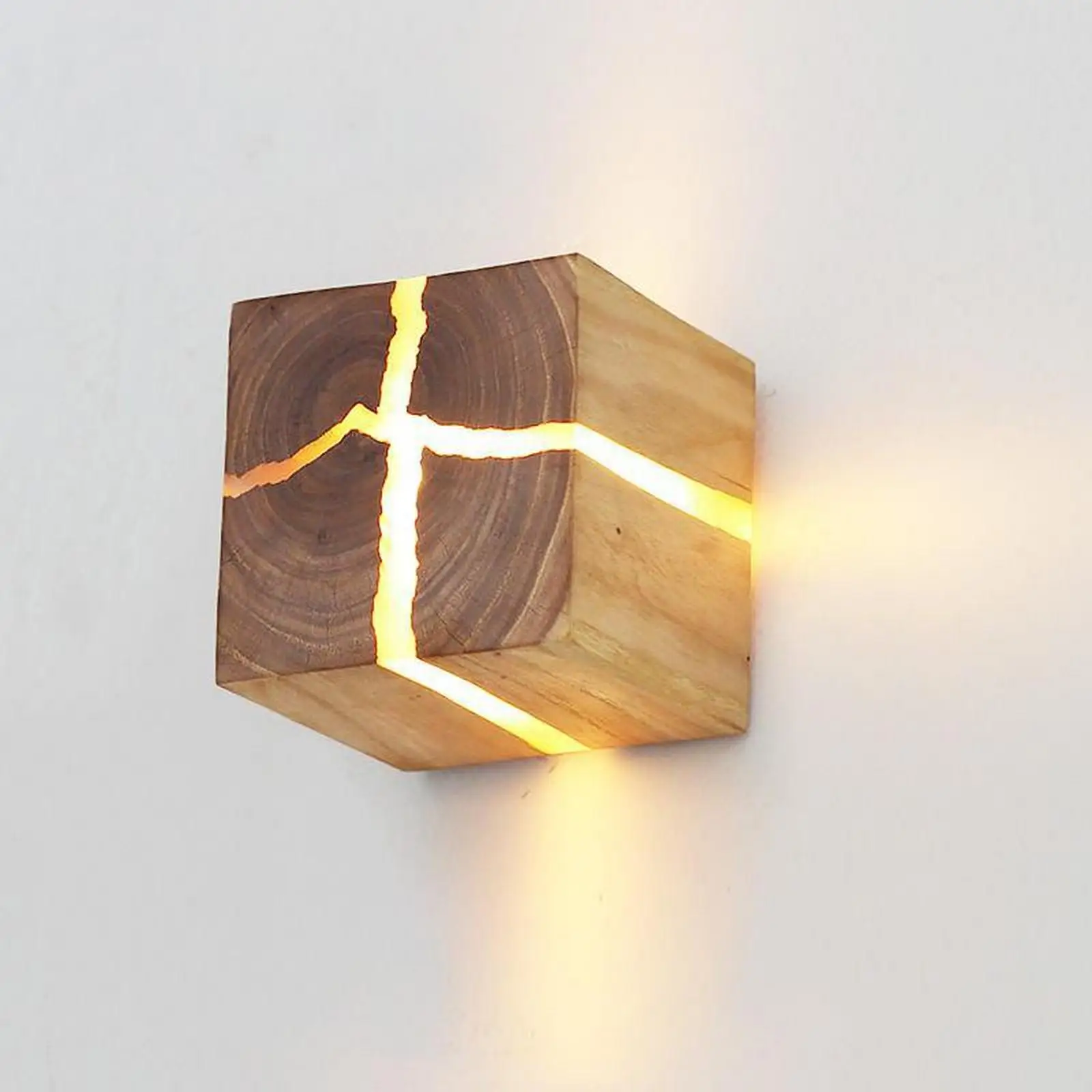 Imagem -05 - Led Cracked Natural Wood Wall Lamp Amêndoa Sólida e Madeira de Elm Luz Home Decor Sala de Estar e Quartos 8w