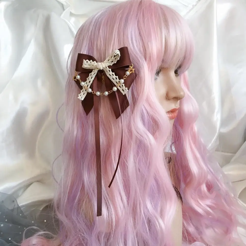 Cosplay – pince à cheveux Lolita, accessoires pour cheveux, cheveux doux, série chocolat brun, pince latérale, nœud Kawaii