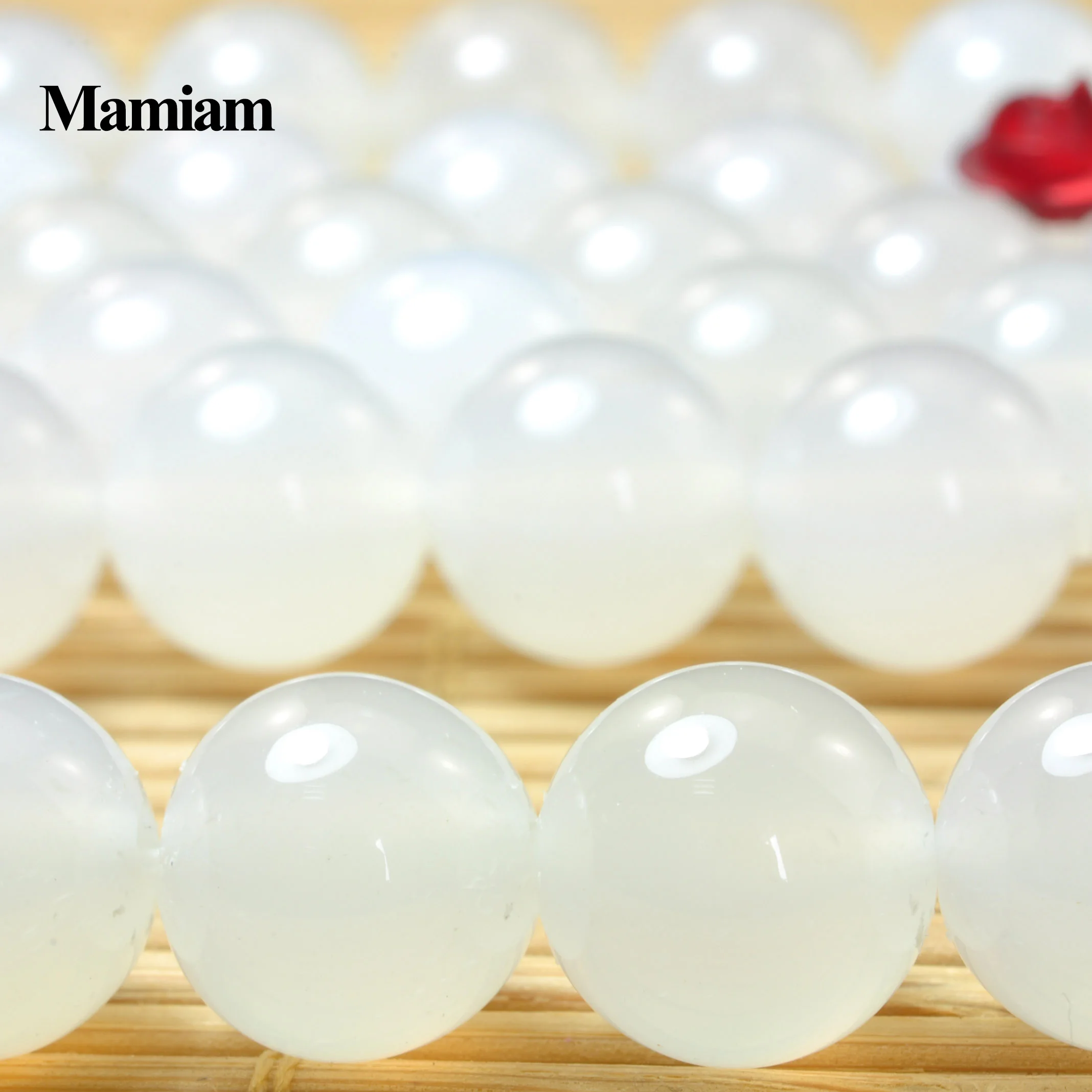 Mamiam Natural A White Agate Beads 8mm 10mm Smooth Loose Round Stone Diy Bracelet Necklace Jewelry Making Gemstone Gift Design