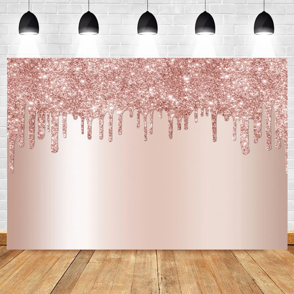 Pink Glitter Woman Birthday Party Princess Girl Custom Backdrop Photographic Photography Background Vinyl Photo Studio Poster