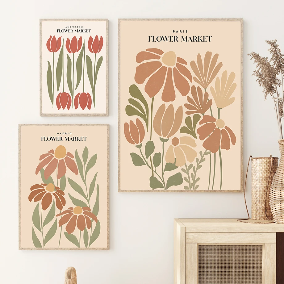 Wall Art Canvas Painting Colorful Abstract Flowers Market Nordic Posters And Prints Wall Pictures For Living Room Bed Room Decor