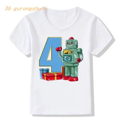 kids t shirt for boys-clothing kid girls clothes Happy Birthday number 1 2 3 4 old tshirt girl funny robot graphic tee t-shirt