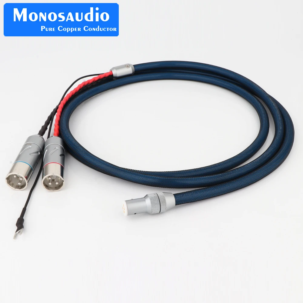 

Monosaudio TA205 OFC Silver Plated With shielding Braid XLR 5pin DIN XLR U spade plug Audio Phono Tonearm Cable with Ground Wire