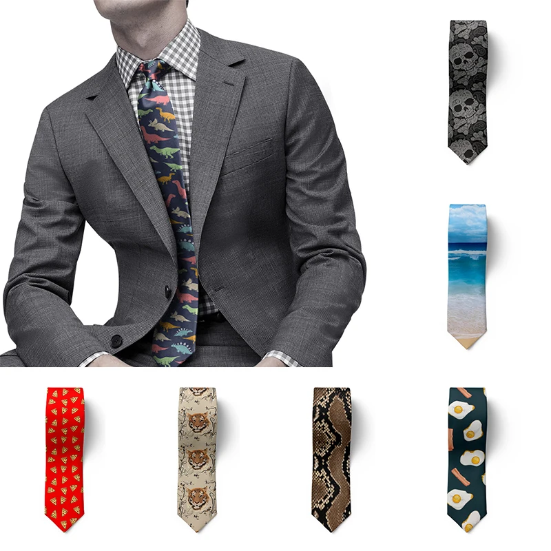 Animal Snakeskin Print Tie Men Women Narrow Neckties Casual Business Classic Suits Shirt Funny Slim Neck Ties For Wedding Party