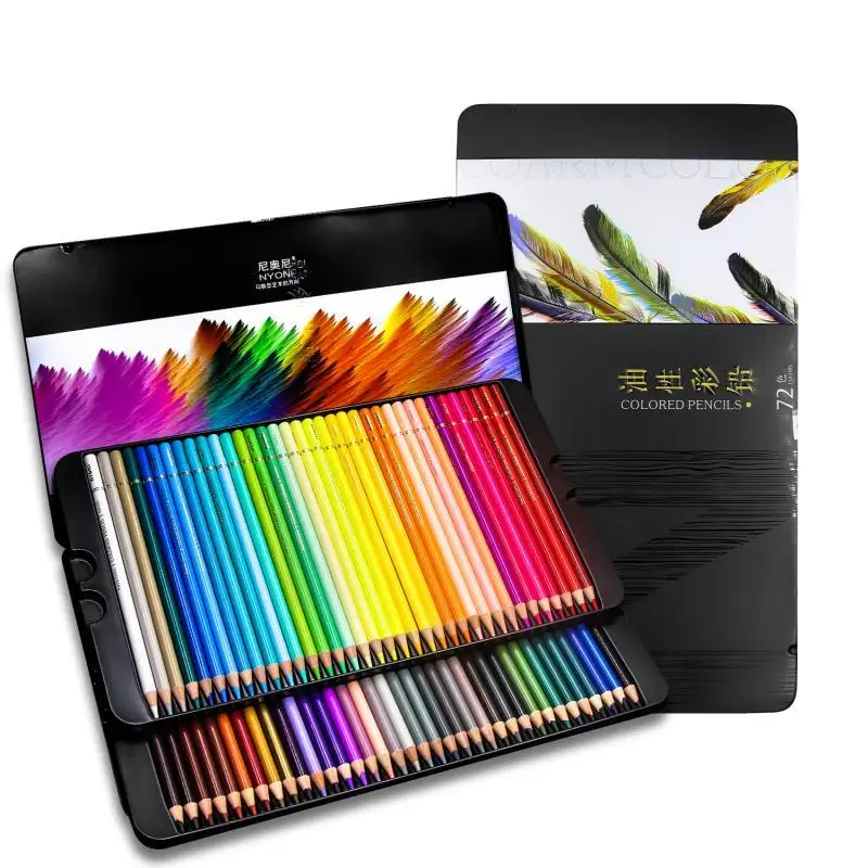 NYNOI 24/36/48/72/120 Colored pencil Set Professional Oil 3.7mm Refill Tin box Graffiti Drawing pencils For School Supplies