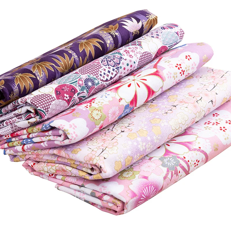 Purple Printed Cotton Fabrics Japanese Sewing Quilting Fabric For DIY Dress Or Patchwork Needle Arts TJ1023