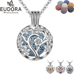 Eudora Harmony Flower Locket 7PCS Volcanic Lava Stone Necklace For Women Aroma Diffuser Locket Pendant Necklace 4 Style