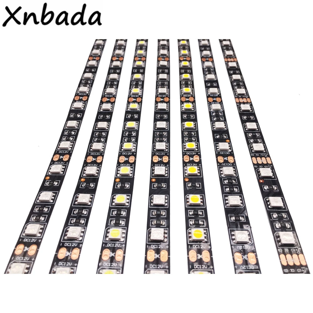 DC12V LED Strip 5050 60 LEDs/m Flexible Black PCB LED light RGB /Warm White/Red/Green/Blue/Yellow 1M 2M 3M 4M 5M Waterproof IP65