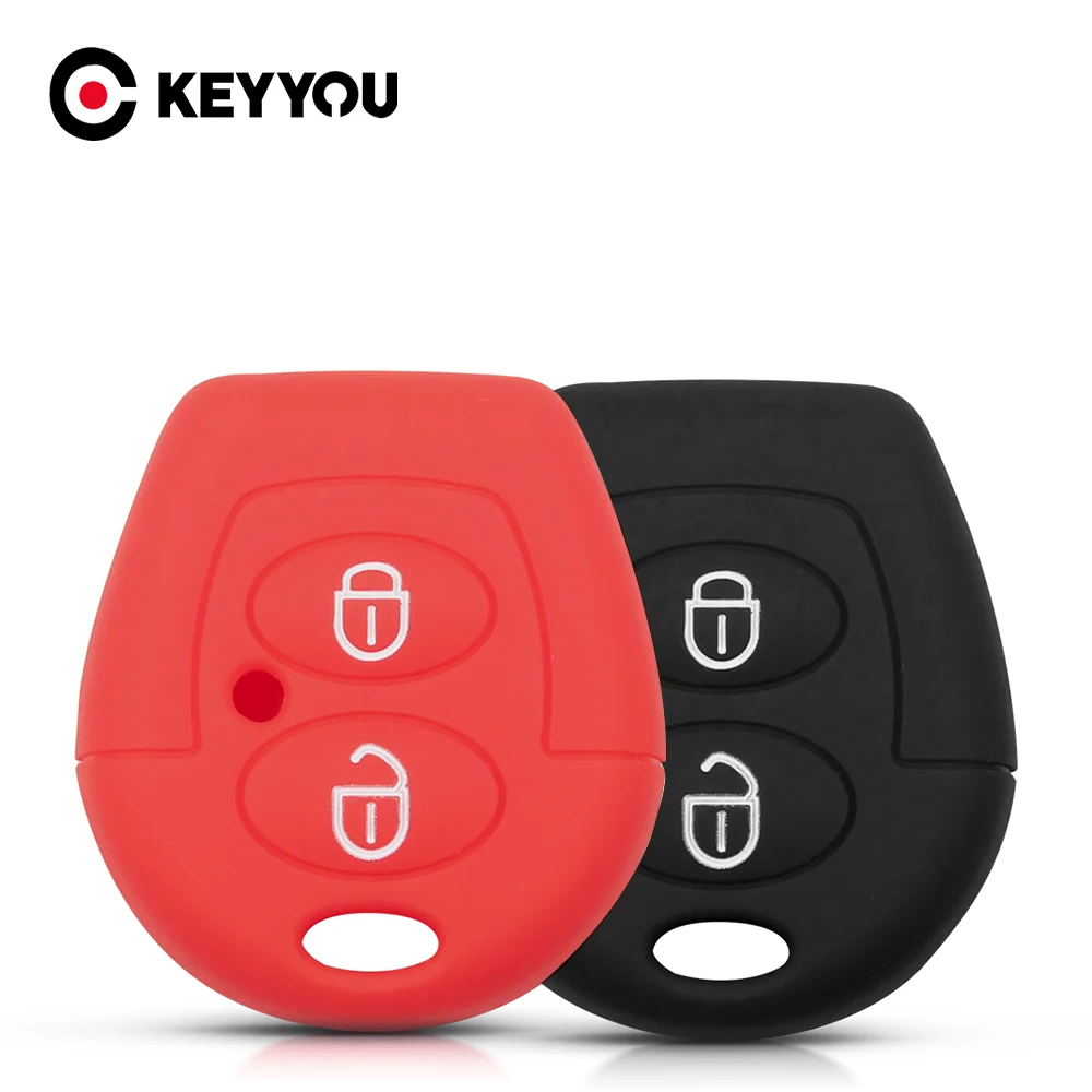 KEYYOU 2 Buttons Remote Car Silicone Key Case Protect For VW Polo Golf Passat Bora Jetta Sharan Skoda Octavia Seat Leon Ibiza