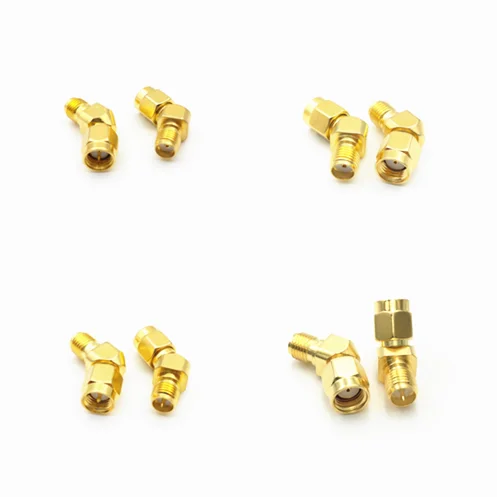 4pcs/set SMA / RP-SMA to SMA / RPSMA  Male plug & Female  jack Brass 45 Degree 135 Angle Antenna RF Coaxial Adapter