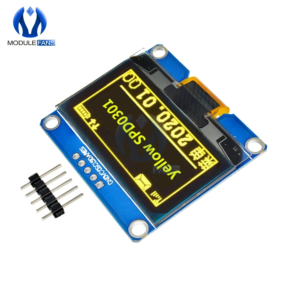 1.54 Inch Geel Wit Blauw IPS 5Pin 128x64 Oled-scherm Module Spi-interface Driver IC Adapter Board voor Arduino