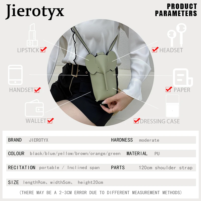 JIEROTYX Solt Leather PU Elephant Women Crossbody Bags Candy Colors Mini Girls Mobile Phone Bags Solid Drop Ship Messenger Bag