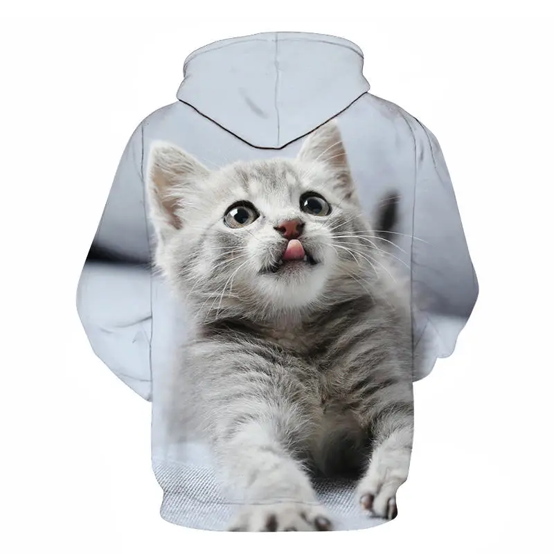 Cartoon Kawaii hoodie 3D printed cat oversized men's and women's pullover long sleeve hoodie jacket