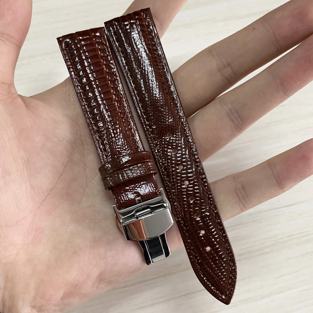 Black Brown Lizard Grain Calf Skin Leather Watch Bands 12 14 16 18 20 22 24mm Watch Strap for Movado Belt Bracelets