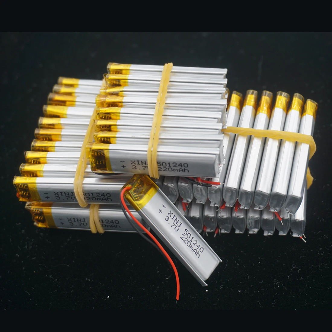 

XINJ 50pcs 3.7V 220mAh 501240 Polymer Lithium Lipo Battery For DIY GPS Sat Nav Camera Earphone MP3 Music Player Driving Recorder