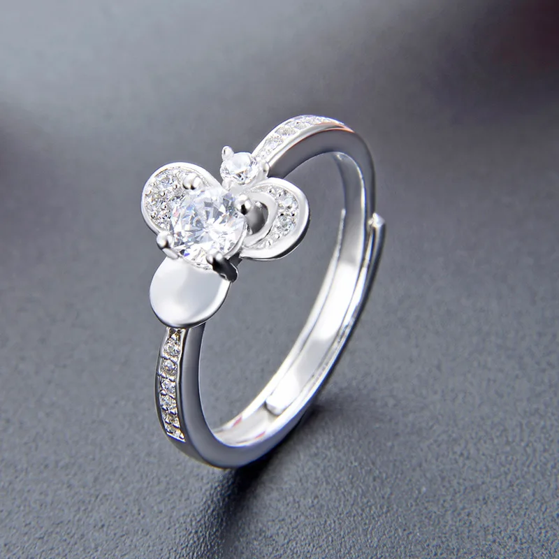 Flower With Zircon  Adjustable Ring,Thomas Style Romantic Good Jewerly For Women, In 925 Sterling Silver,Super Deals