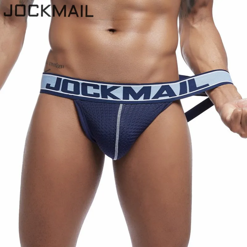 JOCKMAIL Mesh niskiej talii seksowna bielizna męska kieszonka na penis homoseksualista Wonderjock figi mężczyźni bielizna gejowska mężczyzna Jockstrap stringi tanga hombre