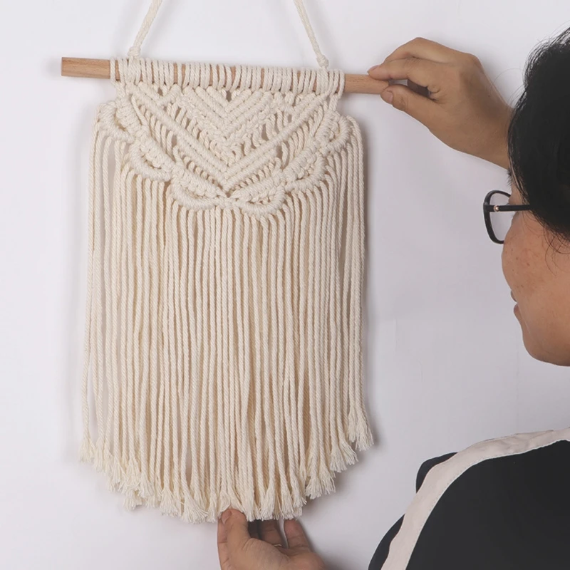 2 Pcs Macrame Wall Hanging Permadani Seni Anyaman Dekorasi Dinding Boho Chic Dekorasi Rumah untuk Apartemen Kamar Tidur Ruang tamu ruang Galeri