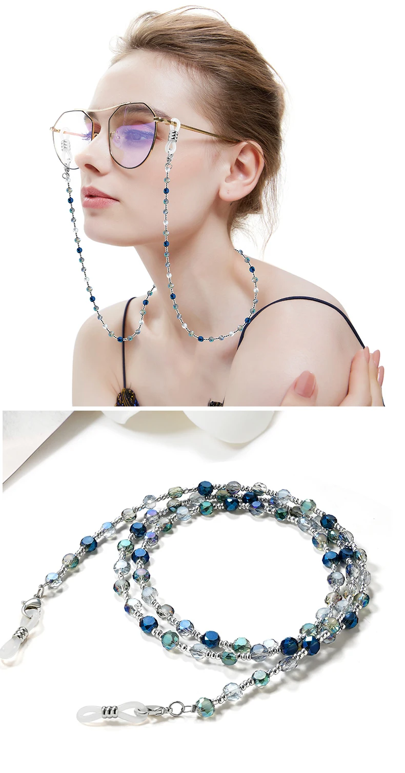 Chichain Mode Brillen Kristall Acryl Perlen Schnur Ketten Brillen Masken ketten Riemen halter Kordel ketten am Hals – Detail 3