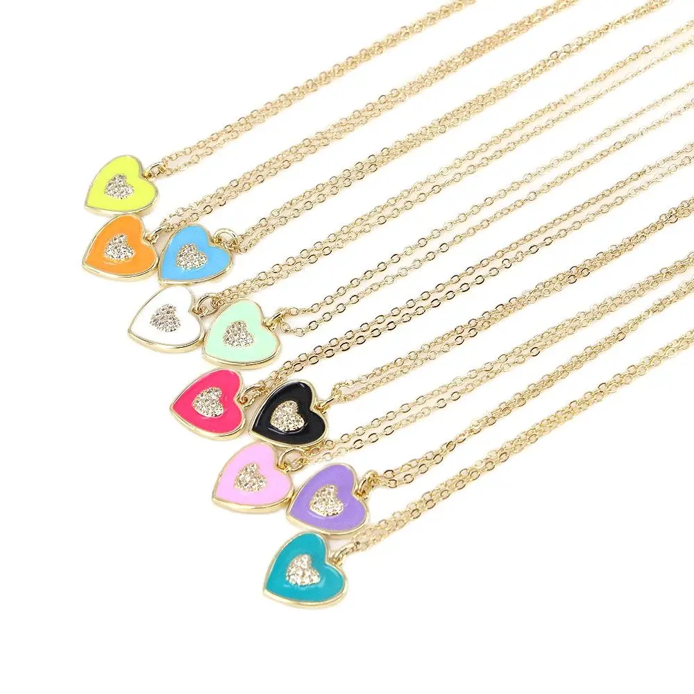 

10PCS, New Romantic Heart Necklace Pendant Copper Cubic Zirconia Chain Necklace Charm Wedding Party Jewelry Gift For Women